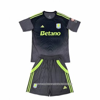 Camisola Aston Villa Goleiro 2025-2026 Crianca Preto