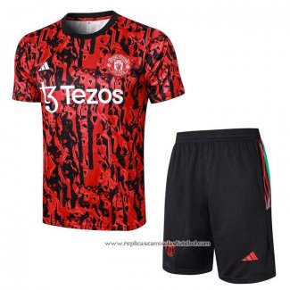 Fato de Treino Manchester United 2023-2024 Manga Curta Vermelho - Calcas Curta