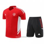 Fato de Treino Manchester United 2022-2023 Manga Curta Vermelho - Calcas Curta