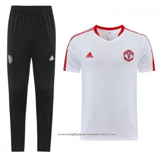 Fato de Treino Manchester United 2023-2024 Manga Curta Branco