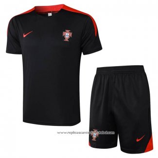 Fato de Treino Portugal 2024-2025 Manga Curta Preto - Calcas Curta