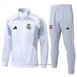 Jaqueta de Treinamento Real Madrid 2025-2026 Crianca Branco Cinza