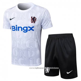 Fato de Treino Chelsea 2025-2026 Manga Curta Branco - Calcas Curta