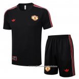 Fato de Treino Manchester United 2025-2026 Manga Curta Preto - Calcas Curta