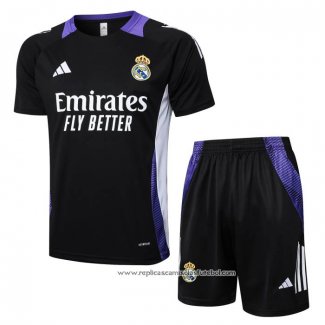 Fato de Treino Real Madrid Dragon 2024-2025 Manga Curta Preto y Purpura - Calcas Curta