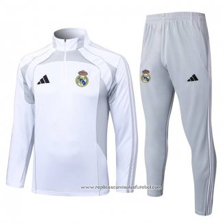 Sueter de Treinamento Real Madrid 2025-2026 Branco Cinza
