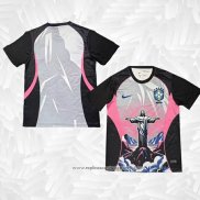 Camisola Brasil Jesus 2026 Cinza Tailandia Rosa