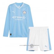 Camisola 1º Manchester City 2023-2024 Crianca Manga Comprida