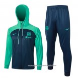 Fato de Treino Hoodie Barcelona 2023-2024 Azul y Verde