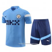 Fato de Treino Manchester City 2022-2023 Manga Curta Azul - Calcas Curta
