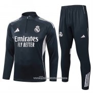 Sueter de Treinamento Real Madrid 2025-2026 Crianca Cinza Oscuro