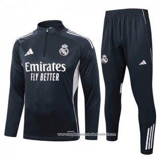 Sueter de Treinamento Real Madrid 2025-2026 Crianca Cinza Oscuro