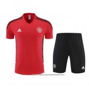 Fato de Treino Manchester United 2022-2023 Manga Curta Vermelho - Calcas Curta