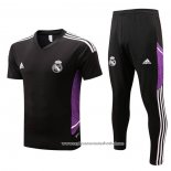 Fato de Treino Real Madrid 2022-2023 Manga Curta Preto y Purpura