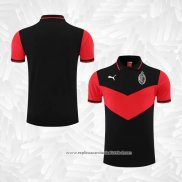 Camisola Polo del AC Milao 2022-2023 Preto y Vermelho