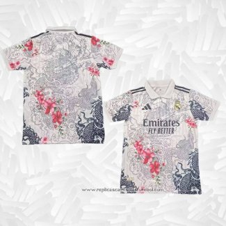 Camisola Real Madrid Dragon 2025-2026 Branco Vermelho Tailandia