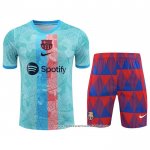 Fato de Treino Barcelona 2023-2024 Manga Curta Azul - Calcas Curta