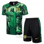 Fato de Treino Brasil Jesus 2024-2025 Manga Curta Verde - Calcas Curta