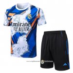 Fato de Treino Real Madrid 2025-2026 Manga Curta Azul - Calcas Curta Branco