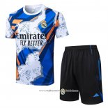 Fato de Treino Real Madrid 2025-2026 Manga Curta Azul - Calcas Curta Branco