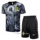 Fato de Treino Brasil Jesus 2024-2025 Manga Curta Preto - Calcas Curta