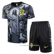 Fato de Treino Brasil Jesus 2024-2025 Manga Curta Preto - Calcas Curta