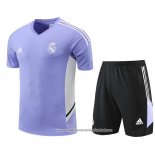 Fato de Treino Real Madrid 2022-2023 Manga Curta Purpura - Calcas Curta