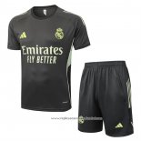 Fato de Treino Real Madrid 2025-2026 Manga Curta Verde - Calcas Curta Cinza