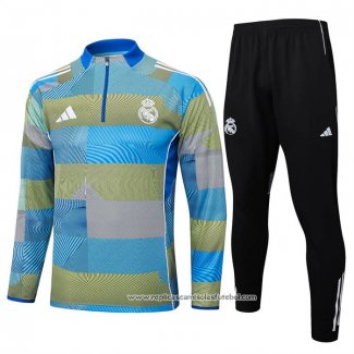 Sueter de Treinamento Real Madrid 2025-2026 Crianca Azul Verde