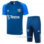 Fato de Treino Manchester United 2023-2024 Manga Curta Azul - Calcas Curta