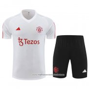 Fato de Treino Manchester United 2023-2024 Manga Curta Branco - Calcas Curta