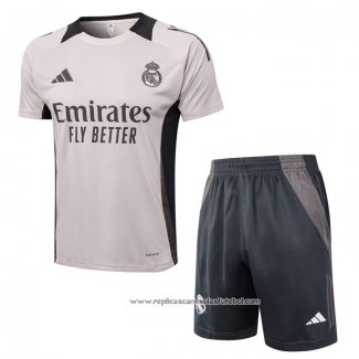 Fato de Treino Real Madrid 2024-2025 Manga Curta Rosa Claro - Calcas Curta