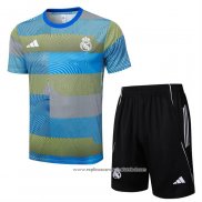 Fato de Treino Real Madrid 2025-2026 Manga Curta Azul Verde - Calcas Curta