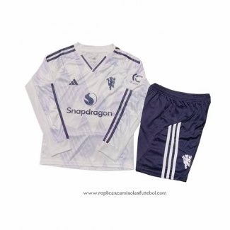 Camisola 2º Manchester United 2025-2026 Crianca Manga Comprida