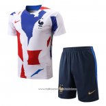 Fato de Treino Franca 2022-2023 Manga Curta Vermelho Azul - Calcas Curta Branco