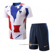 Fato de Treino Franca 2022-2023 Manga Curta Vermelho Azul - Calcas Curta Branco