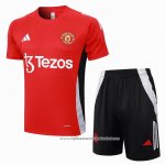 Fato de Treino Manchester United 2024-2025 Manga Curta Vermelho - Calcas Curta