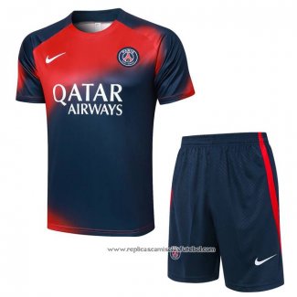 Fato de Treino Paris Saint-Germain 2023-2024 Manga Curta Vermelho y Azul - Calcas Curta