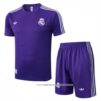 Fato de Treino Real Madrid 2025-2026 Manga Curta Purpura - Calcas Curta