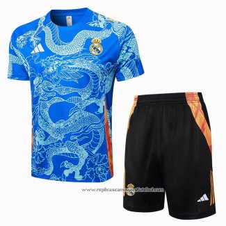 Fato de Treino Real Madrid Dragon 2024-2025 Manga Curta Azul - Calcas Curta