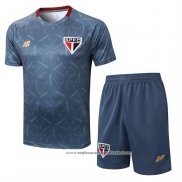 Fato de Treino Sao Paulo 2025-2026 Manga Curta Azul Cinza - Calcas Curta