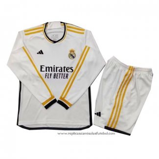 Camisola 1º Real Madrid 2023-2024 Crianca Manga Comprida