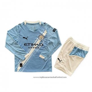 Camisola 1º Manchester City 2025-2026 Crianca Manga Comprida