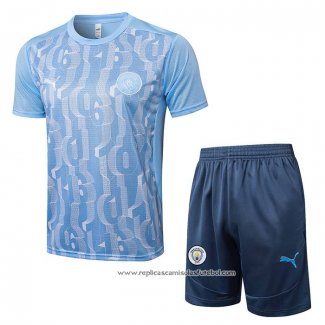 Fato de Treino Manchester City 2024-2025 Manga Curta Azul - Calcas Curta