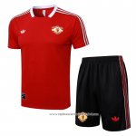 Fato de Treino Manchester United 2025-2026 Manga Curta Vermelho - Calcas Curta