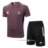 Fato de Treino Manchester United 2025-2026 Manga Curta Brown - Calcas Curta