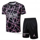 Fato de Treino Paris Saint-Germain Jordan 2025-2026 Manga Curta Preto Rosa - Calcas Curta