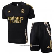 Fato de Treino Real Madrid 2024-2025 Manga Curta Preto - Calcas Curta