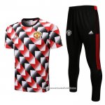 Fato de Treino Manchester United 2022-2023 Manga Curta Preto y Vermelho