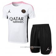 Fato de Treino Paris Saint-Germain Jordan 2024-2025 Manga Curta Branco - Calcas Curta